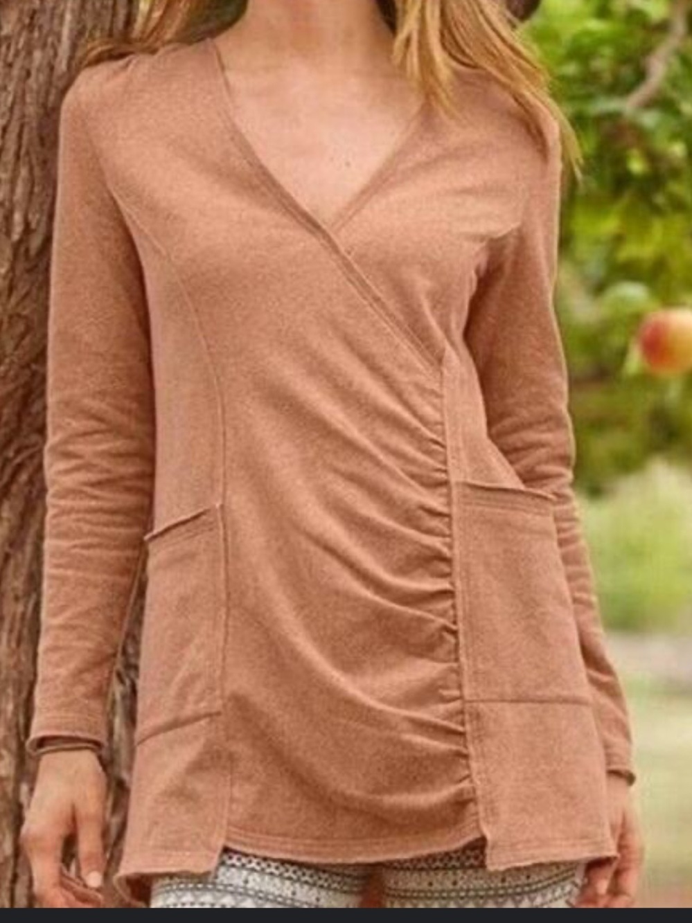 Sundance Lou Lou Faux Wrap Tunic Sweater - Camel/Tan XL